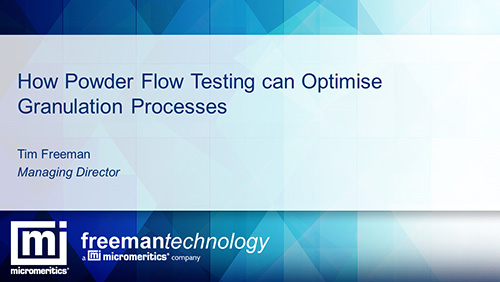 How Powder Flow Testing Can Optimise Granulation Processes. Click to listen.