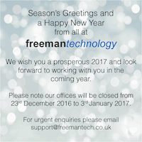 Season's Greetings and a Happy New Year from all at Freeman Technology